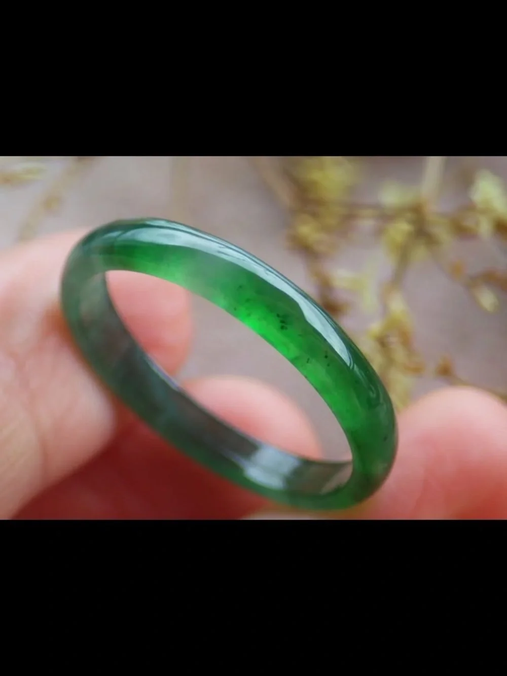 Certificate Jadeite Jewelry Jade luck Green thin Ring Size10.25